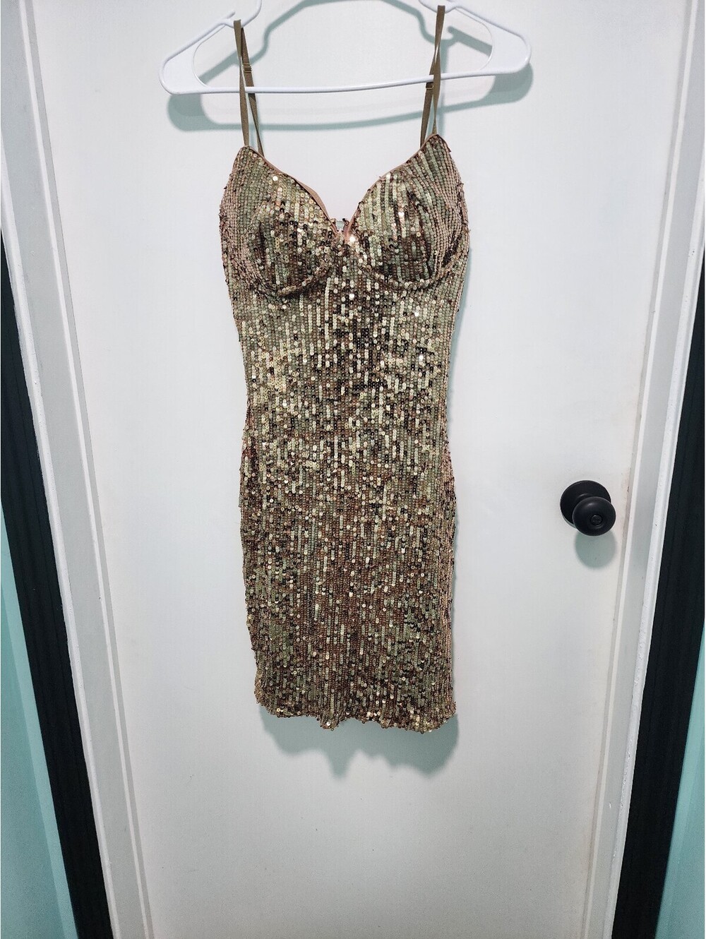 Sequin Bodycon Dress in Gold
